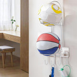 Maxbell Basketball Ball Storage Rack 2 Tier Basketball Football Stand for Basketball White