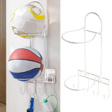 Maxbell Basketball Ball Storage Rack 2 Tier Basketball Football Stand for Basketball White