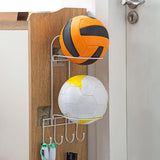 Maxbell Basketball Ball Storage Rack 2 Tier Basketball Football Stand for Basketball White