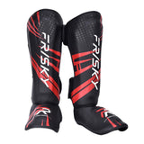 Maxbell Kickboxing Shin Guards Adults Shin Instep Pads for Sports Sparring Grappling M Red Black