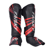 Maxbell Kickboxing Shin Guards Adults Shin Instep Pads for Sports Sparring Grappling M Red Black