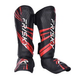 Maxbell Kickboxing Shin Guards Adults Shin Instep Pads for Sports Sparring Grappling M Red Black