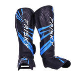 Maxbell Kickboxing Shin Guards Adults Shin Instep Pads for Sports Sparring Grappling M Blue Black