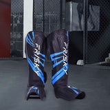 Maxbell Kickboxing Shin Guards Adults Shin Instep Pads for Sports Sparring Grappling M Blue Black