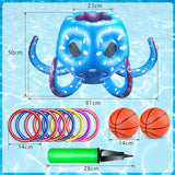 Maxbell Inflatable Pool Octopus Toys Summer Toys Rings Toss for Outdoor Indoor Party