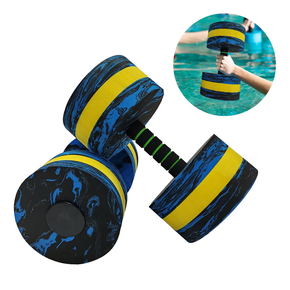 Maxbell 2 Pieces Aquatic Dumbbells Pool Dumbbells for Indoor Water Aerobics