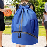 Maxbell Maxbell Drawstring Backpack Daypack Sturdy Basketball Bag for Hiking Travel Climbing Blue