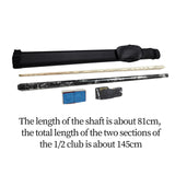 Maxbell Maxbell Lightweight Billiard Pool Cue Stick with Cue Case, 3 Finger Glove, and Chalk Black White Pool Cue