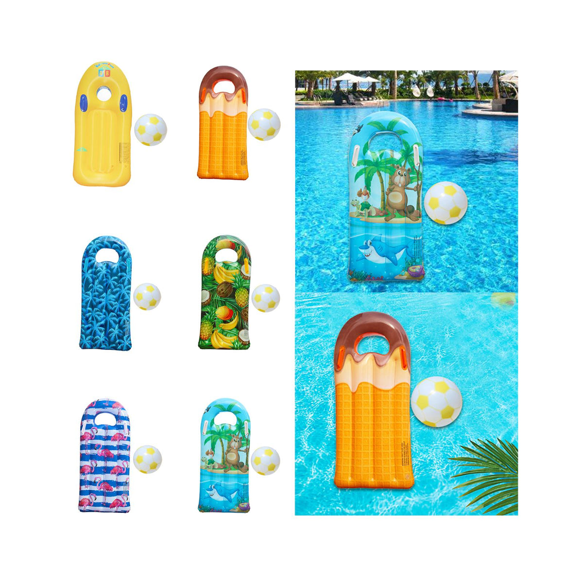 Maxbell Inflatable Surfboard Toy Inflated Board for Swimming Pool Beach Activity yellow