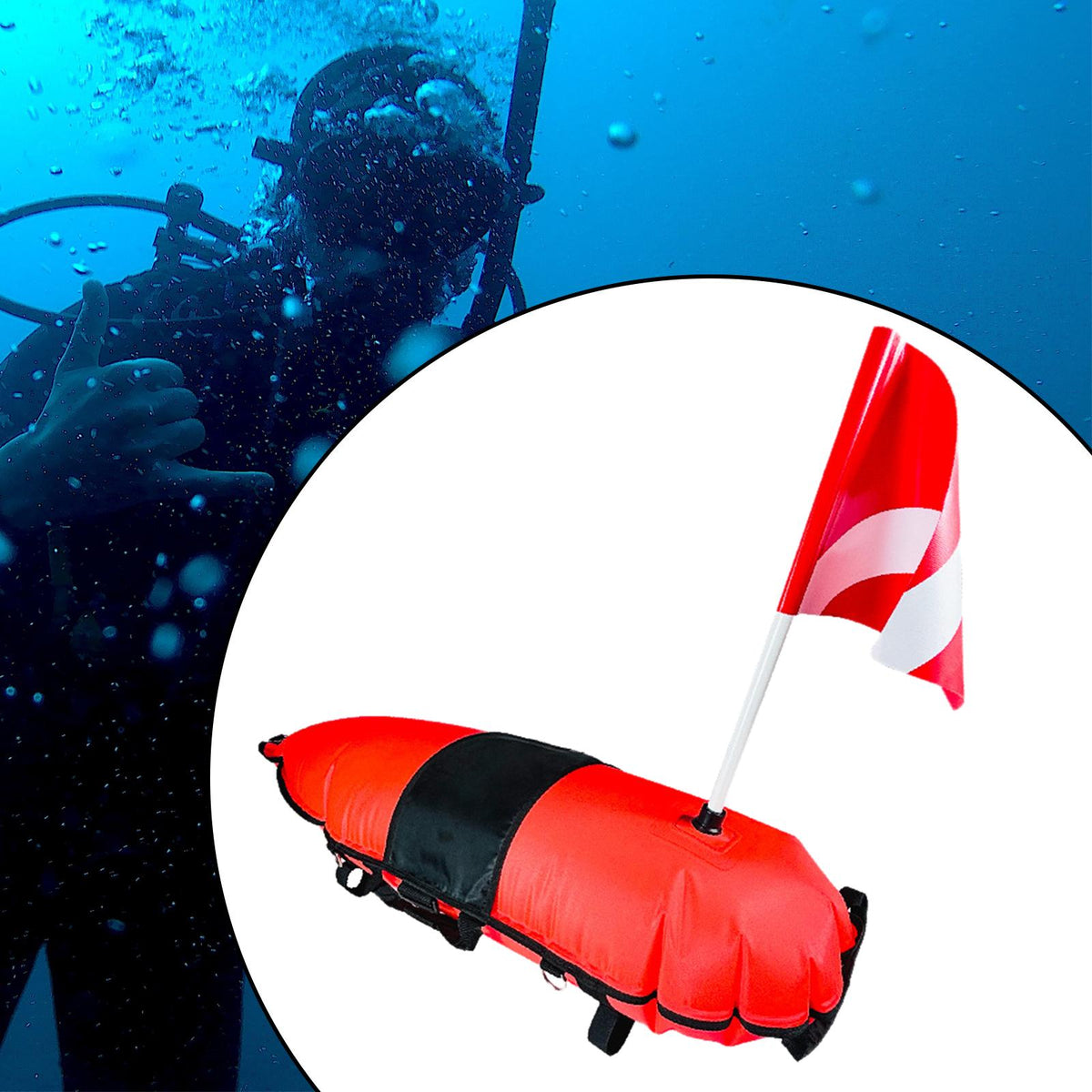 Maxbell Diver below Ball Professional Dive Surface Marker Buoy for Scuba Diving Swim