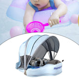 Maxbell Baby Swimming Float with Canopy Soft Waist Swimming Ring for Baby Boys Girls Blue