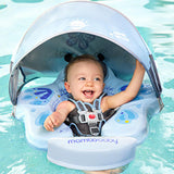 Maxbell Baby Swimming Float with Canopy Soft Waist Swimming Ring for Baby Boys Girls Blue