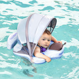 Maxbell Baby Swimming Float with Canopy Soft Waist Swimming Ring for Baby Boys Girls Blue