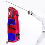 Maxbell Fencing Wheel Bag Holder Travel Bag for Fencing Training Enthusiasts Fencers Red
