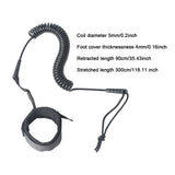 Coiled Surfboard Leash Lightweight Paddle Leash Shortboard Kayak Black