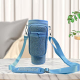 Water Bottle Carrier Bag Reusable Water Bottle Holder for Gym Cycling Travel Blue