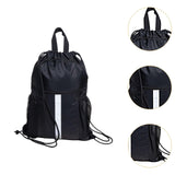 Drawstring Backpack Simple Casual Daypack for Shopping Backpacking Traveling Black