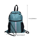 Drawstring Backpack Simple Casual Daypack for Shopping Backpacking Traveling Blue