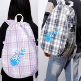 Tennis Backpack Fitness Sport Badminton Bag for Pickleball Badminton Racquet Purple Plaid