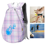 Tennis Backpack Fitness Sport Badminton Bag for Pickleball Badminton Racquet Purple Plaid