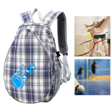 Tennis Backpack Fitness Sport Badminton Bag for Pickleball Badminton Racquet Gray Plaid