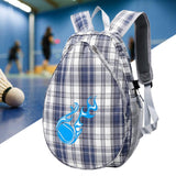 Tennis Backpack Fitness Sport Badminton Bag for Pickleball Badminton Racquet Gray Plaid