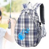 Tennis Backpack Fitness Sport Badminton Bag for Pickleball Badminton Racquet Gray Plaid