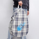 Tennis Backpack Fitness Sport Badminton Bag for Pickleball Badminton Racquet Gray Plaid