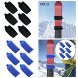 6Pcs Ski Straps Bindings Ski Fastener Strap for Winter Outdoor Sports Skiing Black