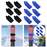 6Pcs Ski Straps Bindings Ski Fastener Strap for Winter Outdoor Sports Skiing Black