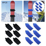 6Pcs Ski Straps Bindings Ski Fastener Strap for Winter Outdoor Sports Skiing Black