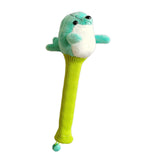 Badminton Racket Handle Cover with Drawstring Absorbent Knitted Stuffed Doll Green