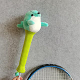 Badminton Racket Handle Cover with Drawstring Absorbent Knitted Stuffed Doll Green