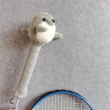 Badminton Racket Handle Cover with Drawstring Absorbent Knitted Stuffed Doll Grey