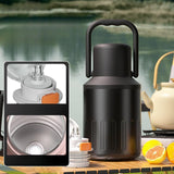 Maxbell Insulated Water Bottle Portable Gift with Handle for Outdoor Fishing Cycling Black Pink