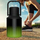 Insulated Water Bottle Portable Gift with Handle for Outdoor Fishing Cycling Black Green