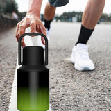 Insulated Water Bottle Portable Gift with Handle for Outdoor Fishing Cycling Black Green