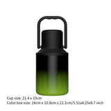 Insulated Water Bottle Portable Gift with Handle for Outdoor Fishing Cycling Black Green