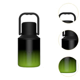 Insulated Water Bottle Portable Gift with Handle for Outdoor Fishing Cycling Black Green