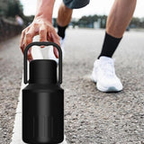 Insulated Water Bottle Portable Gift with Handle for Outdoor Fishing Cycling Black