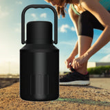 Insulated Water Bottle Portable Gift with Handle for Outdoor Fishing Cycling Black