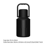 Insulated Water Bottle Portable Gift with Handle for Outdoor Fishing Cycling Black