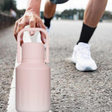 Insulated Water Bottle Portable Gift with Handle for Outdoor Fishing Cycling Pink