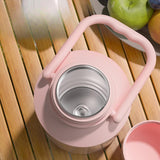 Insulated Water Bottle Portable Gift with Handle for Outdoor Fishing Cycling Pink