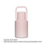 Insulated Water Bottle Portable Gift with Handle for Outdoor Fishing Cycling Pink