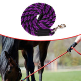 Horse Lead Rope Cotton Lead Rope Recall Obedience Rope Sturdy with Snap Hook Purple Black