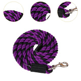 Horse Lead Rope Cotton Lead Rope Recall Obedience Rope Sturdy with Snap Hook Purple Black