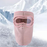 Winter Full Face Mask Men Women Reusable Headgear for Running Hiking Camping Pink