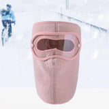 Winter Full Face Mask Men Women Reusable Headgear for Running Hiking Camping Pink