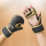 Boxing Gloves Exercise Training Sparring Gloves for Grappling Sanda Sparring Black Gold M